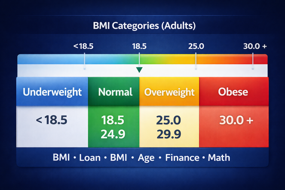 BMI chart for adults showing categories underweight normal overweight obese for men women